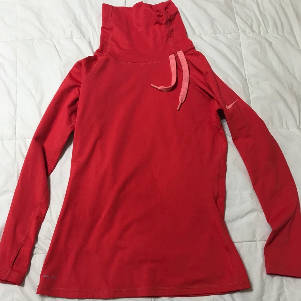 Melon/orange Nike pro warm turtleneck running top